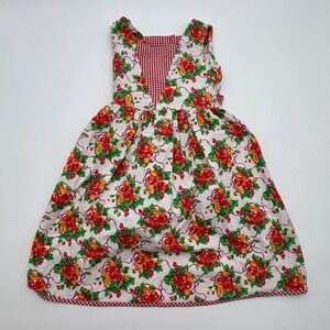 Vintage Wee Clancy Dress Girls 6 Multicolor Fruit Gingham Tie Back Sundress USA